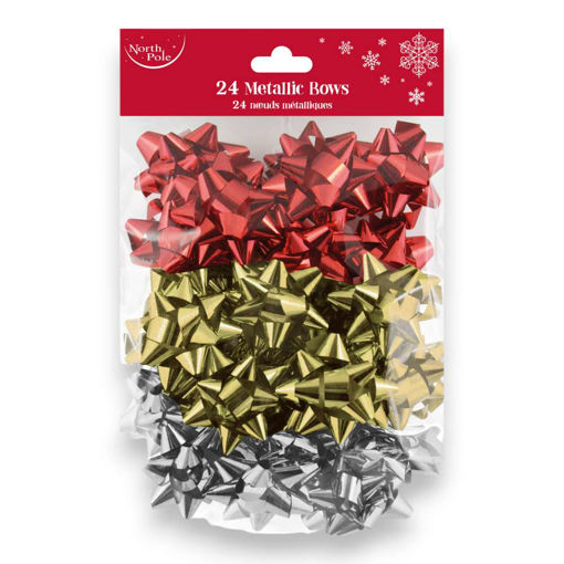 Picture of CHRISTMAS TRADITIONAL METALLIC BOWS - 24 PACK